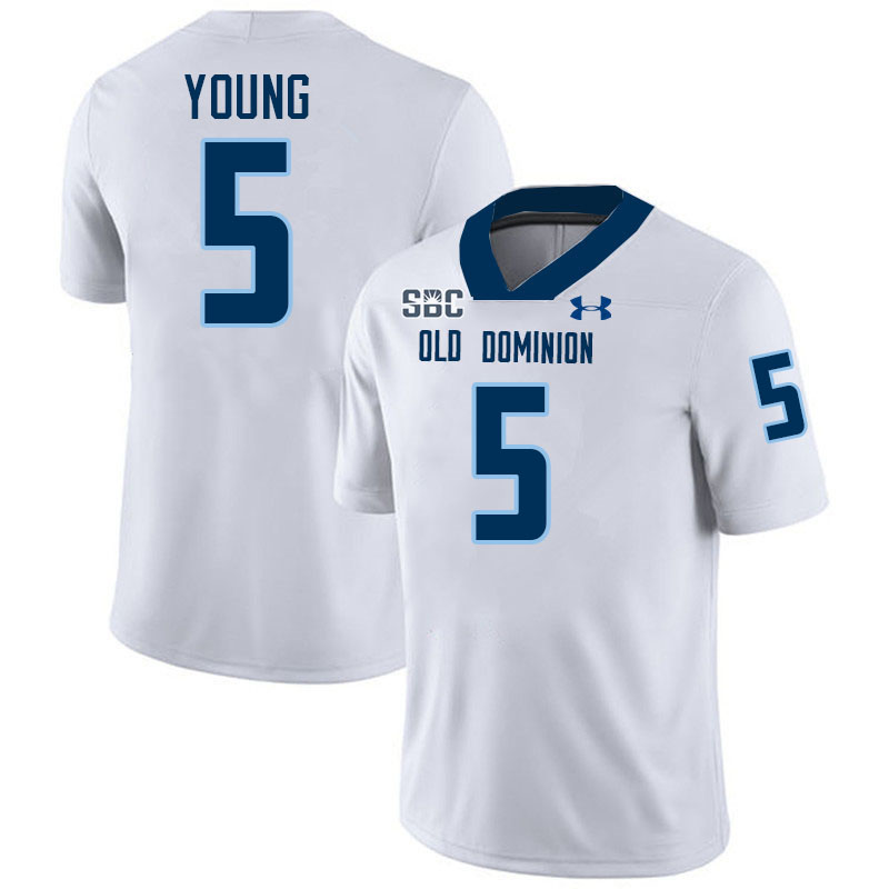 #5 Aaron Young Old Dominion Monarchs College Football Jerseys Stitched-White